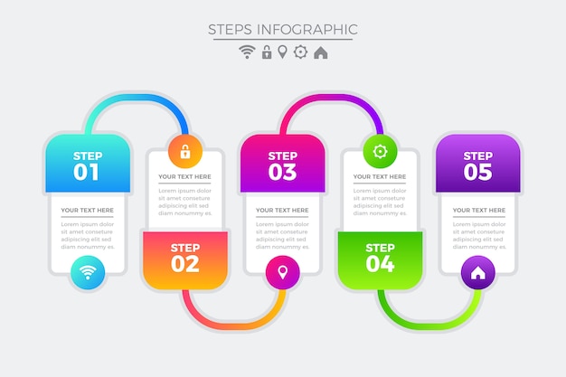 Verloop sjabloon stappen infographic