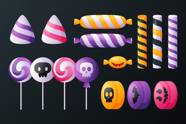 Gratis vector verloop snoepcollectie voor halloween-feest