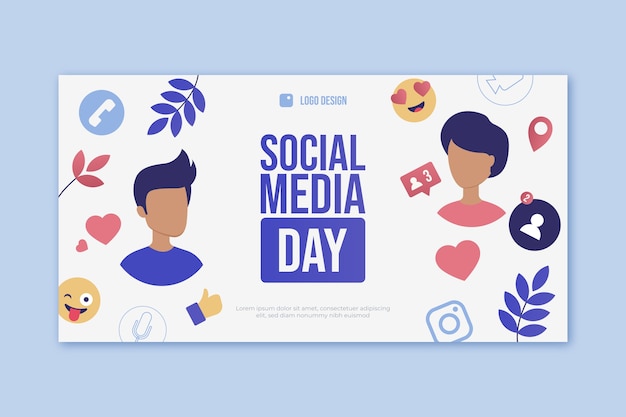 Gratis vector verloop social media dag social media postsjabloon