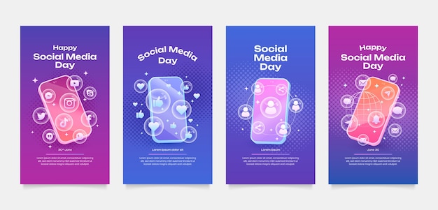 Verloop sociale media dag instagram verhalencollectie