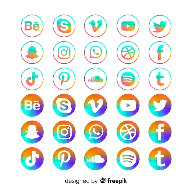 Gratis vector verloop sociale media iconen pack