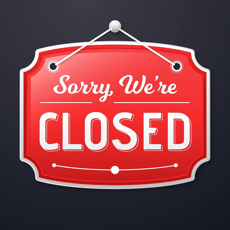 Gratis Vector verloop sorry, we zijn gesloten uithangbord
