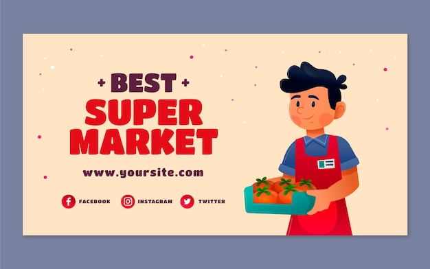 Gratis vector verloop supermarkt social media postsjabloon