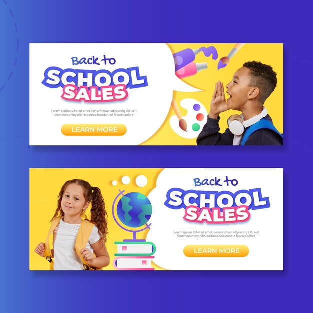 Verloop terug naar school banners set met foto