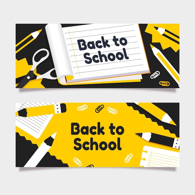 Verloop terug naar school banners set