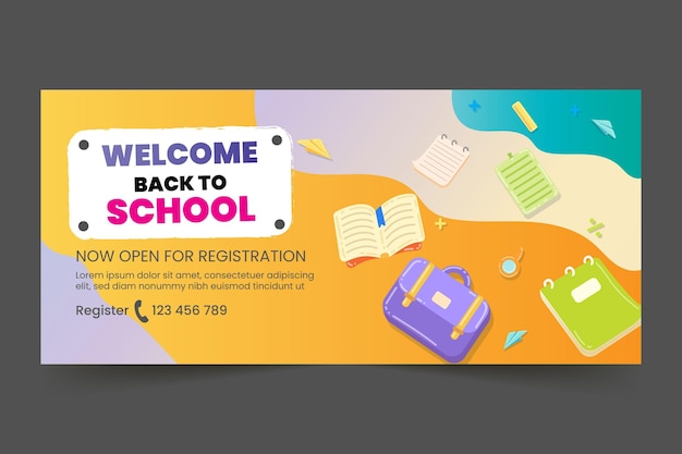 Verloop terug naar school horizontale bannersjabloon