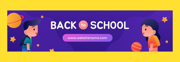 Gratis vector verloop terug naar school twitch banner