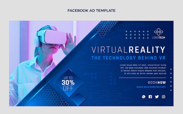 Gratis vector verloop textuur technologie facebook advertentie