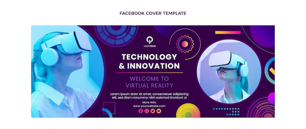 Gratis vector verloop textuur technologie facebook cover