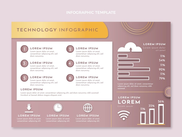 Gratis vector verloop textuur technologie infographic