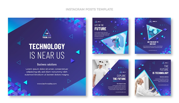 Gratis vector verloop textuur technologie instagram post