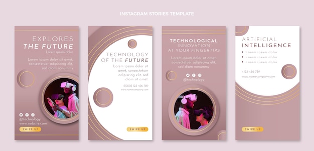 Gratis vector verloop textuur technologie instagram verhalen