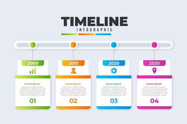 Gratis vector verloop tijdlijn infographic sjabloon