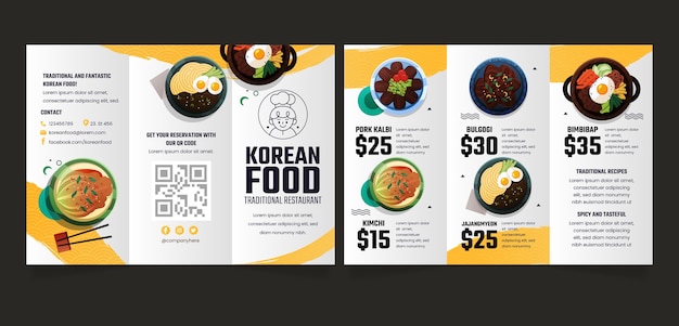 Verloop traditioneel Koreaans eten brochure sjabloon