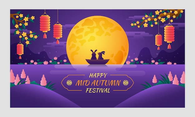 Gratis vector verloop twitch achtergrond voor mid-herfst festival viering