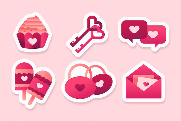 Gratis vector verloop valentijnsdag stickers collectie