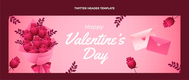 Gratis vector verloop valentijnsdag twitter header