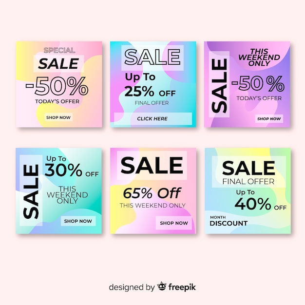 Gratis vector verloop verkoop instagram post set