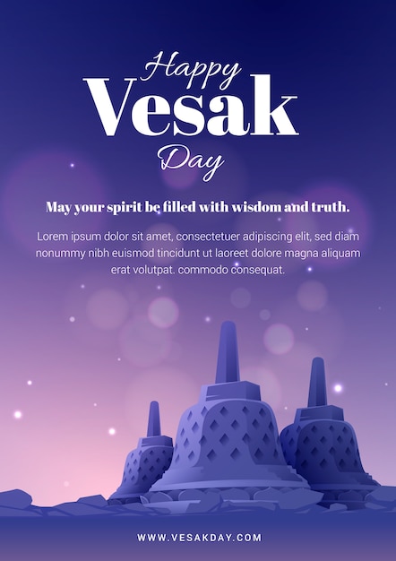 Gratis vector verloop vesak dag wenskaartsjabloon