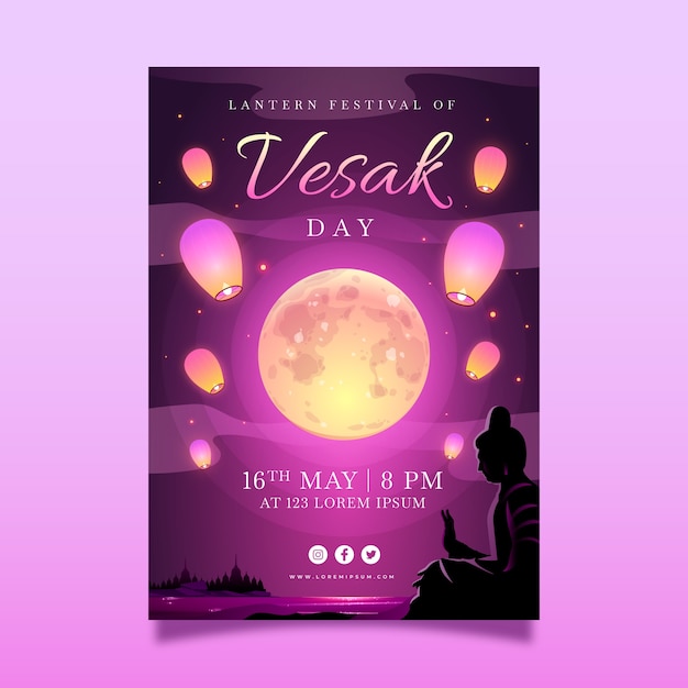 Gratis vector verloop vesak verticale postersjabloon