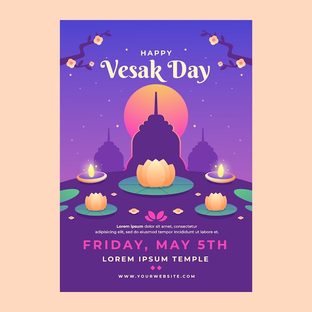 Gratis vector verloop vesak verticale postersjabloon