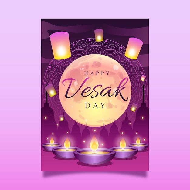 Gratis vector verloop vesak wenskaartsjabloon