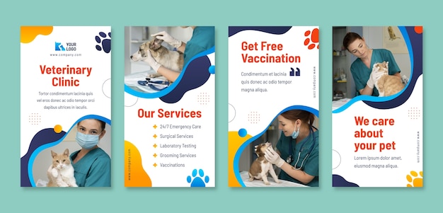 Gratis vector verloop veterinaire kliniek instagramverhalen