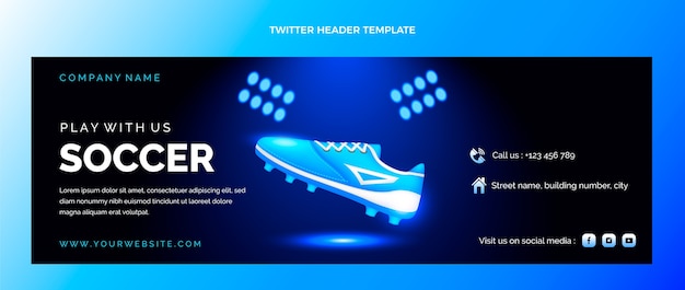 Gratis vector verloop voetbal twitter header sjabloon