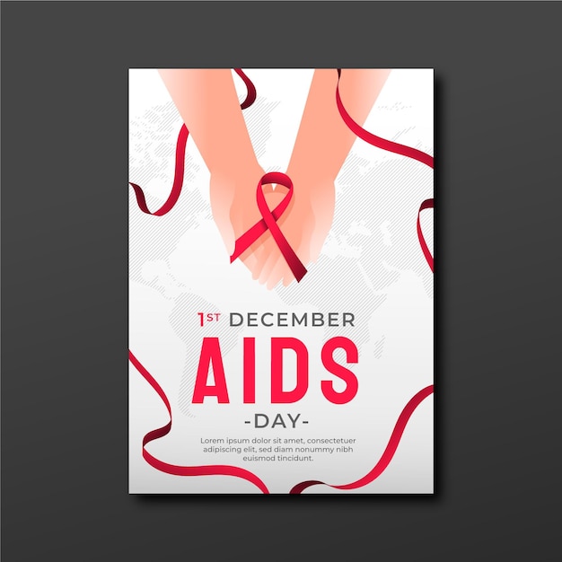 Gratis vector verloop wereld aids dag verticale postersjabloon