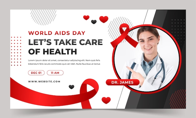 Gratis vector verloop wereld aids dag webinar sjabloon