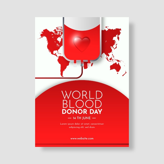 Verloop wereld bloeddonor dag verticale poster sjabloon