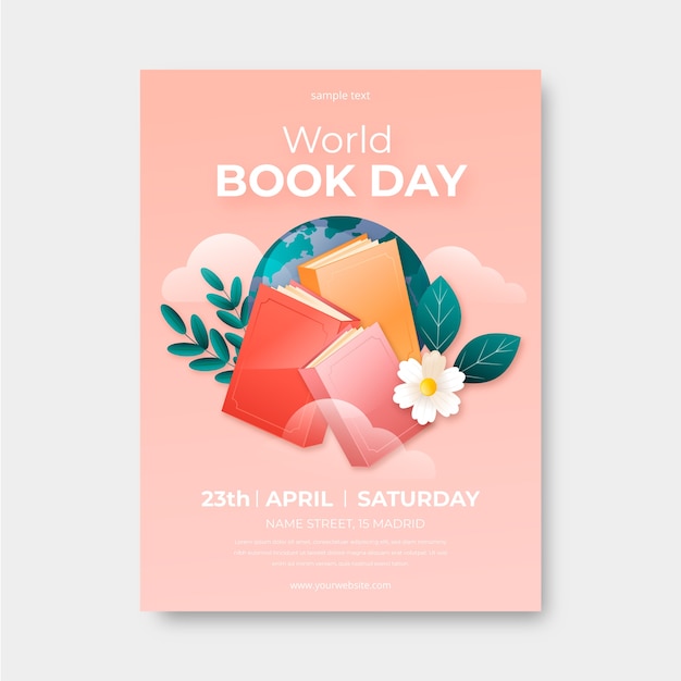 Verloop wereld boek dag verticale poster sjabloon