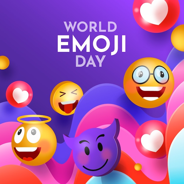 Gratis vector verloop wereld emoji dag illustratie