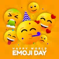 Gratis vector verloop wereld emoji dag illustratie