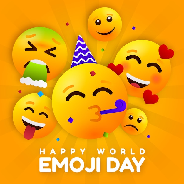 Verloop wereld emoji dag illustratie