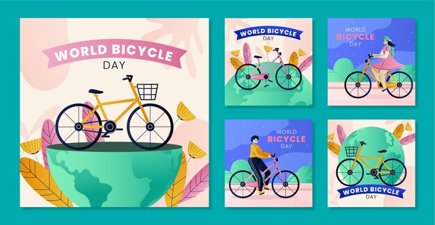 Verloop wereld fiets dag instagram posts collectie