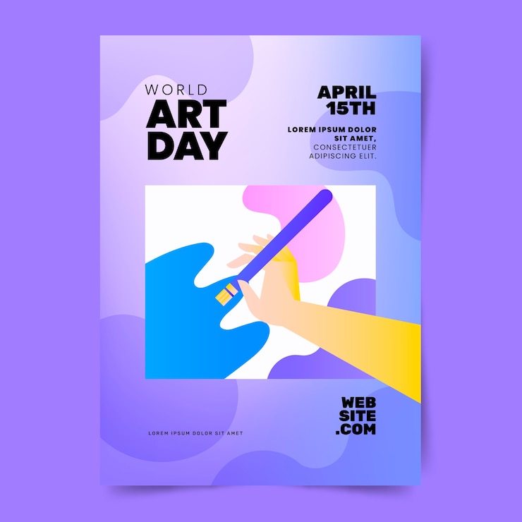 Gratis Vector verloop wereld kunst dag verticale poster sjabloon