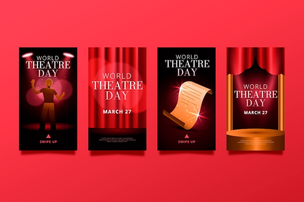 Verloop wereld theater dag instagram verhalen collectie