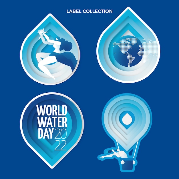 Verloop wereld water dag labels collectie