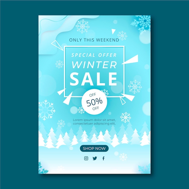 Gratis vector verloop winter verkoop verticale poster sjabloon