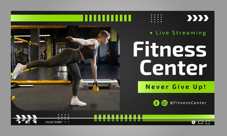 Gratis Vector verloop youtube-thumbnail voor fitnesscentrum
