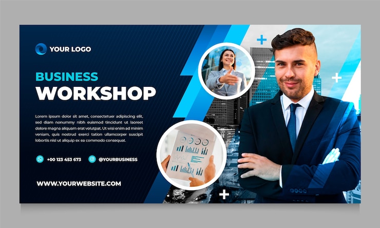 Gratis Vector verloop zakelijke workshop dynamische facebook-sjabloon