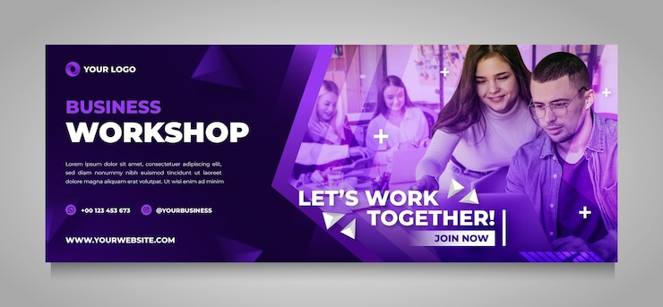 Gratis Vector verloop zakelijke workshop facebook voorbladsjabloon