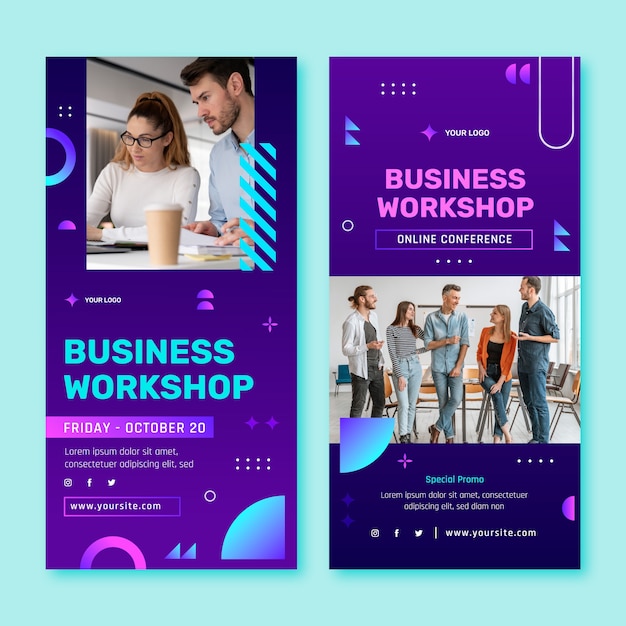 Gratis vector verloop zakelijke workshop verticale banner