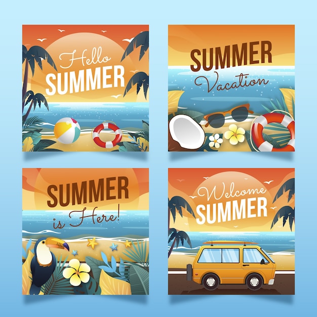 Gratis vector verloop zomer instagram postcollectie