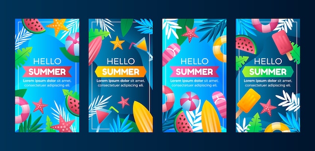 Gratis vector verloop zomer instagram verhaalcollectie