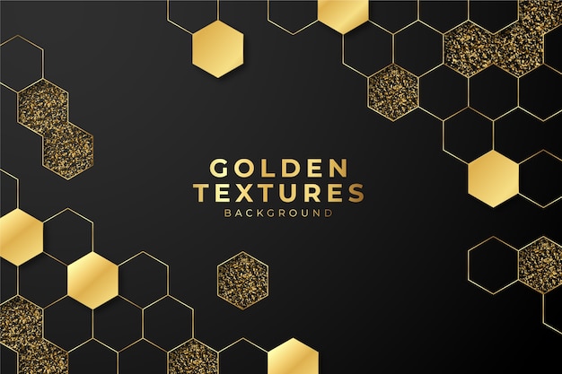 Gratis vector verloop zwarte achtergrond met gouden texturen