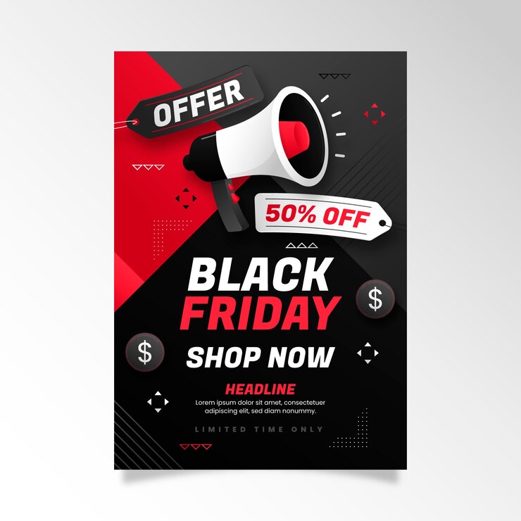 Gratis Vector verloop zwarte vrijdag verticale postersjabloon