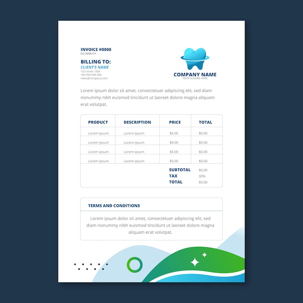 Verloopfactuursjabloon voor tandheelkundige klinieken
