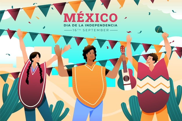 Gratis vector verloopillustratie voor de onafhankelijkheidsviering van mexico